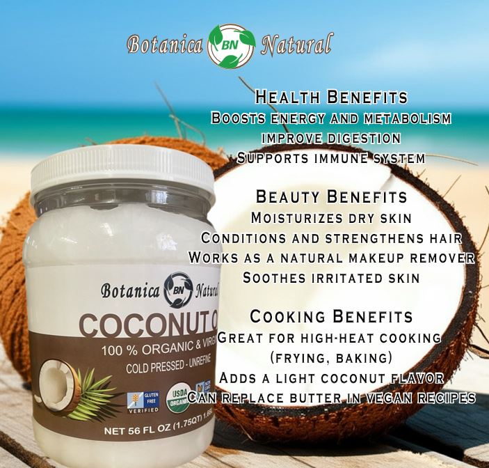 BN COCONUT OIL 100% ORGANIC  & VIRGEN COLD PRESSED -UNREFINE USDA CERTIFIDE 56 FL OZ