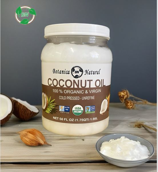 BN COCONUT OIL 100% ORGANIC  & VIRGEN COLD PRESSED -UNREFINE USDA CERTIFIDE 56 FL OZ