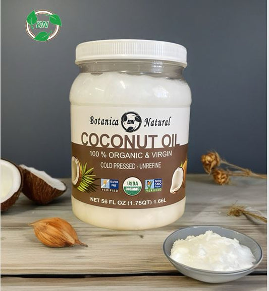 BN COCONUT OIL 100% ORGANIC  & VIRGEN COLD PRESSED -UNREFINE USDA CERTIFIDE 56 FL OZ