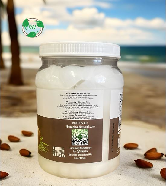 BN COCONUT OIL 100% ORGANIC  & VIRGEN COLD PRESSED -UNREFINE USDA CERTIFIDE 56 FL OZ